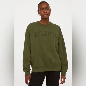 Olive Atlanta Graphic Crewneck Sweatshirt - Unbranded